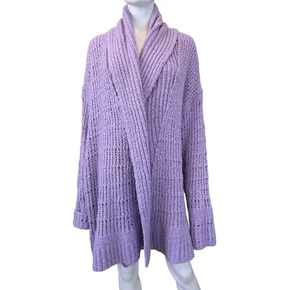 FREE PEOPLE X RTR X REVOLVE Lavender Serene Cardigan Sweater Size L - Picture 4 of 9